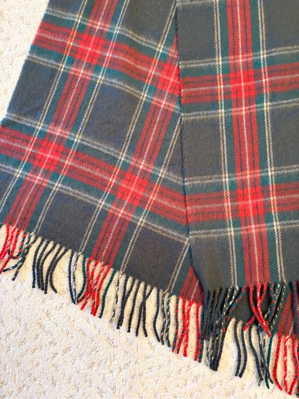 Blanket Scarf Shawl Forest Green Red Plaid Tartan Soft Cozy Cashmere Feel Fringe